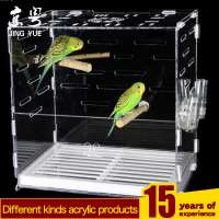 Fashion clear square PMMA handmade bird cage plexiglass mini bird cage acrylic hanging bird cage