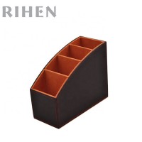 Four Compartment Leather TV Remote Control Holder Storage Box