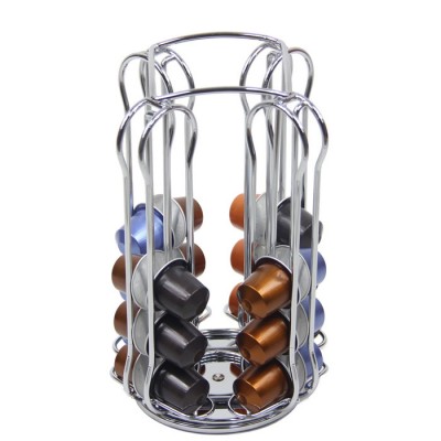 New Design Chrome Metal Wire Rotating Nepresso Coffee Capsule Holder Stand