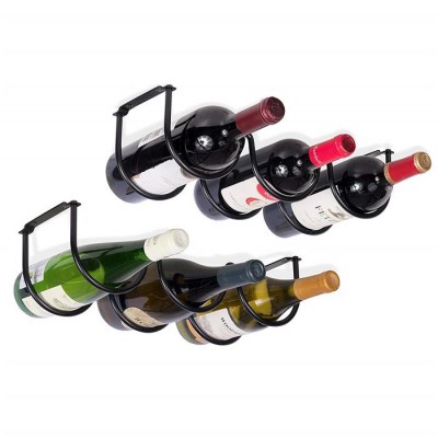 Black Metal Wrought Iron Under Cabinet Wine Storage Rack