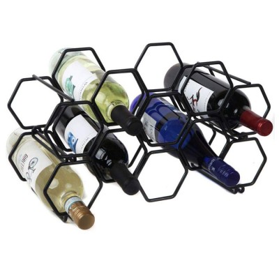 Home Decor Modern Style Metal Wire Free Standing Countertop Tabletop Wine Bottle Storage Rack