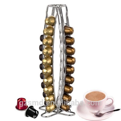 Chrome Wire Rotating Coffee Capsule Dispenser