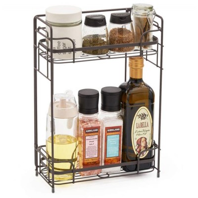 Free Standing Wall Mounted Metal Wire 2 Tiers Bathroom Kitchen Countertop Shelf