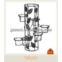 Metal wire round leaf candle holder