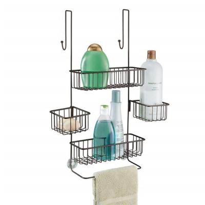 3 Tiers Metal Wire Bathroom Rack Adjustable Over Door Shower Caddy