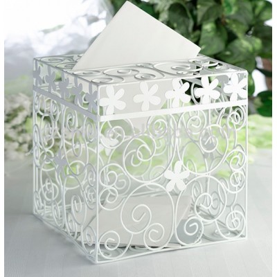 White Wire Small Wedding Money Box